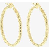T.H.Baker Women's 9ct Yellow Gold 30mm Diamond Cut Creole Earrings 1.53.4819