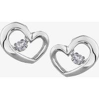 T.H.Baker Women's 9ct White Gold 0.10ct Diamond Pulse Open Heart Stud Earrings E3113W/10-9 in Silver