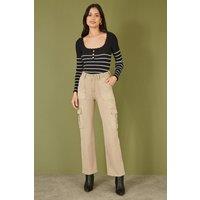 Yumi Women's Stone Stretch Cargo Canvas Stretch Pants | Size: 8