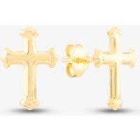 T.H.Baker Women's 9ct Yellow Gold Cross Stud Earrings 1.55.6082