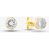 T.H.Baker Women's 9ct Yellow Gold Cubic Zirconia Round Stud Earrings 1577529