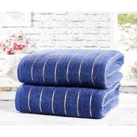 Rapport Home Sandringham Stripe Pure Cotton 2 Piece Towel Bale (90x140 cm) in Navy | Size: Bath Sheet