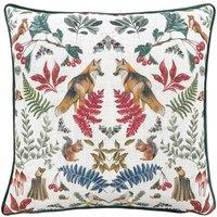 Evans Lichfield Mirrored Fox Watercolour Printed Piped Cushion in Dark Green | Size: 43 cm x 43 cm