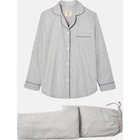 British Boxers Women's 'Armoury Grey' Herringbone Cotton Twill Pyjama Set in Light Grey | Size: Small