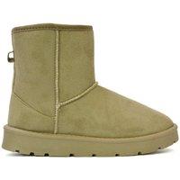 XY London Women's 'Junie' Classic Flat Ankle Boots with Faux Fur Insole in Light Stone | Size: 3