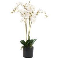 Leaf 60cm Artificial Luxury Orchid - Triple Stem - White Realistic Plant