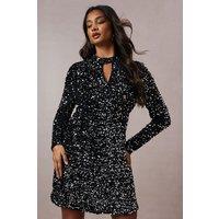Oasis Women's Velvet Sequin Keyhole Mini Dress in Silver | Size: 10
