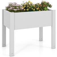 Costway Raised Bed Grow Box 53L Self-Watering Planter Box Stand w/ Water Level Monitor in White