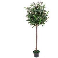 Leaf 120cm Design UK Realistic Artificial Olive Tree in Black Plastic Pot in Green