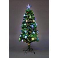 Shatchi 5Ft/150cm Snowflakes Fibre Optic Christmas Tree LED Pre-Lit in Green | Size: 5ft