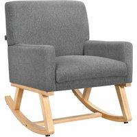 Costway Fabric Upholstered Recliner Rocking Chair Armchair Lounge Sofa Seat Relax Rocker in Grey
