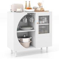 Costway Kitchen Sideboard Wooden Buffet Cabinet Cupboard Free-standing Wine Cabinet in White