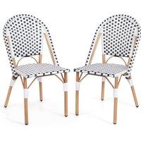 Costway French Bistro Accent Chair Set of 2 Outdoor Armless Dining Chairs in White
