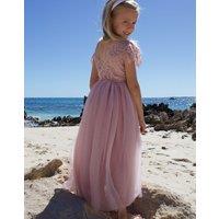 Lilly + Bo Girl's Blossom Dusty Rose Party or Flower Girl Dress in Natural | Size: 11-12 Years