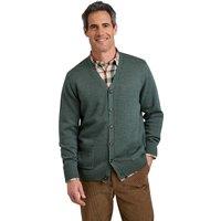 Pegasus Men's Wool Blend Cardigan 6 Button Fastening & 2 Patch Pockets Chunky Knit in Dark Green | Size: 2XL