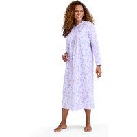 Amber Women's Winceyette Long Sleeve Cotton Nightdress with Pintuck Front, Soft in Lilac | Size: 10