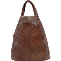 JFY Women's 2 Exterior Zippered Pockets Backpack With Handle in Dark Brown