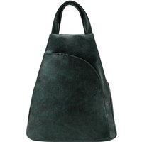JFY Women's 2 Exterior Zippered Pockets Backpack With Handle in Dark Green
