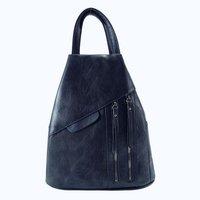 JFY Women's 3 Exterior Zippered Pockets Backpack With Handle in Navy