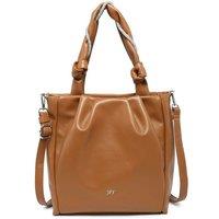 JFY Women's Pleated Top Handle Zip Closure Tote Bag in Brown
