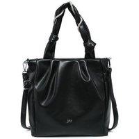JFY Women's Pleated Top Handle Zip Closure Tote Bag in Black