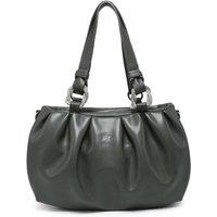 JFY Women's Pleated Top Handle Zip Closure Hobo Shoulder Bag in Dark Grey
