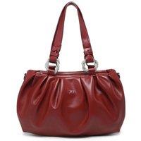 JFY Women's Pleated Top Handle Zip Closure Hobo Shoulder Bag in Maroon