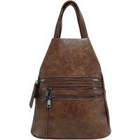JFY Women's 4 Exterior Zippered Pockets Backpack With Handle in Dark Brown