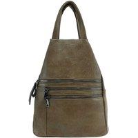 JFY Women's 4 Exterior Zippered Pockets Backpack With Handle in Khaki