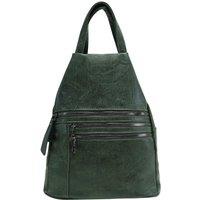 JFY Women's 4 Exterior Zippered Pockets Backpack With Handle in Dark Green