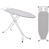 Gr8 Home Ironing Board Folding Adjustable Non Slip Feet & Iron Rack Grey White 110x34cm | Size: 110x34 cm