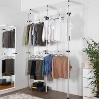 House of Home Telescopic Double Rail Clothes Wardrobe Organise Hanging Rack Adjustable Storage in White