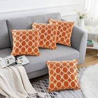 Luxury Living Luxury Chenille Cushion set of 4 in Orange | Size: 45 cm x 45 cm