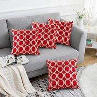 Luxury Living Luxury Chenille Cushion set of 4 in Red | Size: 45 cm x 45 cm