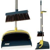 Gr8 Home Strong Long Handled Dustpan & Brush Set Soft Bristles Broom Lobby Dust Pan in Teal