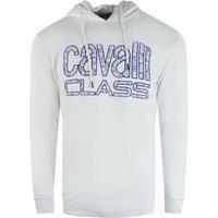 Cavalli Class Men's Floral Logo White Hoodie | Size: XL