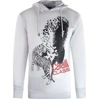 Cavalli Class Men's Large Tiger Logo White Hoodie