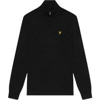 Lyle & Scott Men's Merino Wool Quarter Zip Golf Jumper in Black | Size: Small