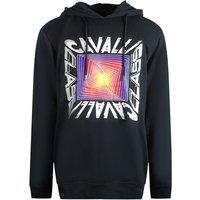 Cavalli Class Men's Asymmetric Box Design Black Hoodie | Size: Medium