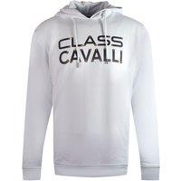 Cavalli Class Men's Reverse Logo White Hoodie | Size: Medium