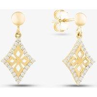 T.H.Baker Women's 9ct Cubic Zirconia Open Heraldic Cross Earrings GER66-Y in Gold