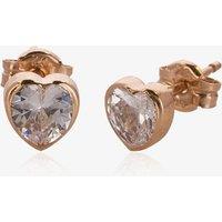T.H.Baker Women's 9ct Rose Gold Cubic Zirconia Heart Stud Earrings 5.58.8383