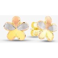 T.H.Baker Women's 9ct Three Colour Gold Flower Stud Earrings GER34-MC