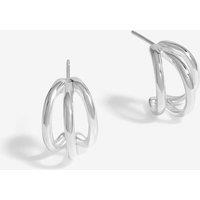 Simply Silver Women's Sterling Silver 925 Polished Triple Row Hoop Earrings
