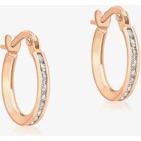 T.H.Baker Women's 9ct Rose Gold Cubic Zirconia Hoop Earrings 5.58.8369