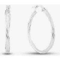 T.H.Baker Women's 9ct White Gold Twist Hoop Earrings D01-5003-W in Silver