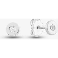 T.H.Baker Women's 9ct White Gold Cubic Zirconia Rubover Stud Earrings SE551 in Silver