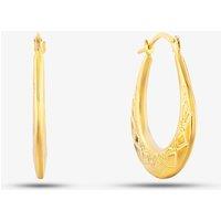 9ct Yellow Gold Patterned Oval Creole Earrings UER120Y