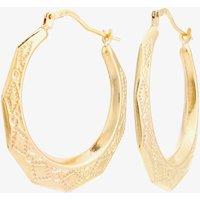 T.H.Baker Women's 9ct Yellow Gold Patterned Creole Earrings UER102Y