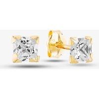 T.H.Baker Women's 9ct Yellow Gold Cubic Zirconia Square Stud Earrings 1.58.6979